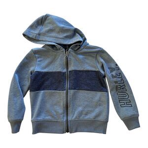Hurley Toddler Boys 2T Full Zip Hoodie Heather Blue Colorblock Logo Sweatshirt